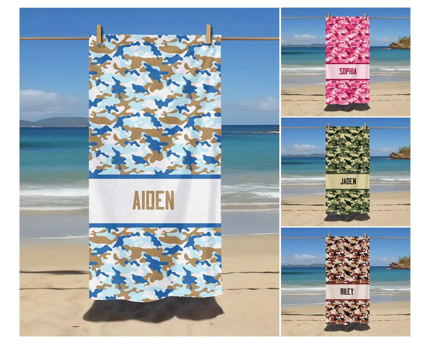 Personalized Camouflage Pattern Beach Towel