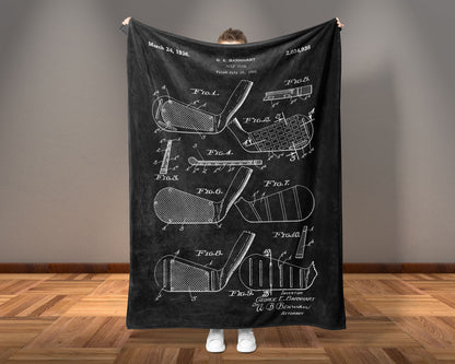 Golf Club Patent Blanket Gift for Golfer