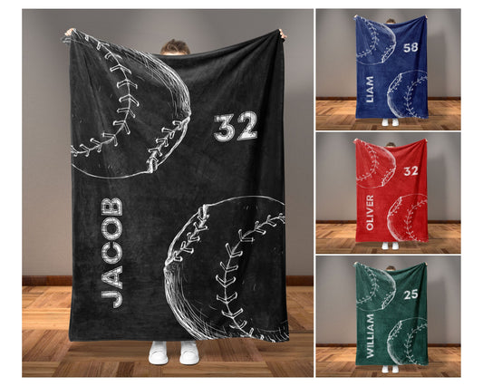 Custom Baseball Blanket With Name Personalized Baseball Gift