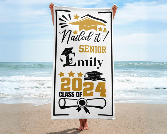 Personalized Beach Towel Custom Graduation Gifts