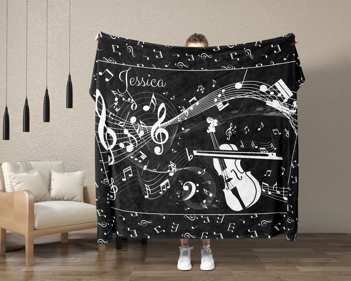 Personalized Violin Blanket Custom Blanket Music Gift