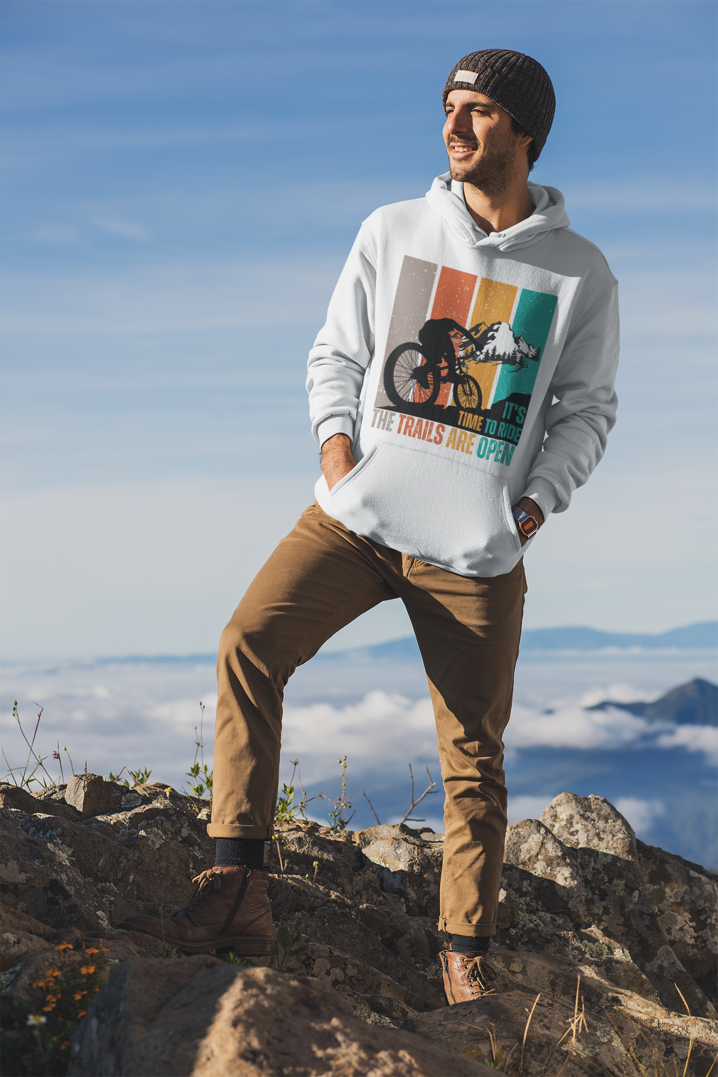 Mountain Bike Hoodie Cyclist Gift For Him Witty Retro Mountain Bike Gift for Son Cycling Sweatshirt Trail Riding Gifts For Athletic Men