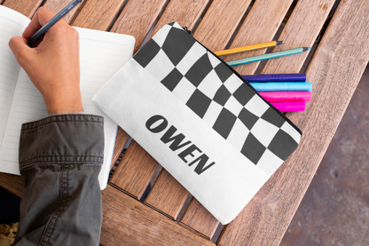 Checkered Flag Custom Zipper Pencil Pouch