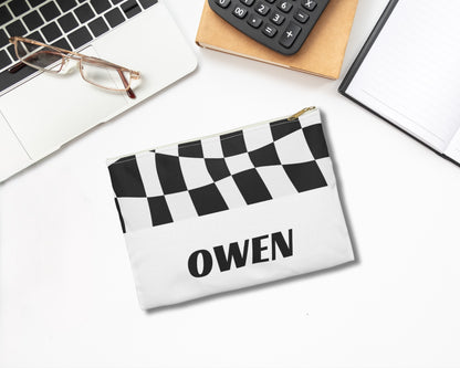 Checkered Flag Custom Zipper Pencil Pouch