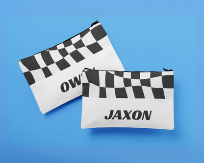 Checkered Flag Custom Zipper Pencil Pouch