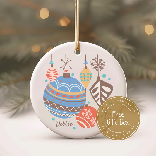 Personalized Retro Mid-Century Modern Christmas Ornament