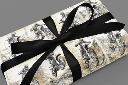 Dirtbike Wrapping Paper Roll Birthday Wrapping Paper 6 Foot Roll Gift Wrapping Paper Racing Wrapping Paper Dirtbike Rider Gift Wrap