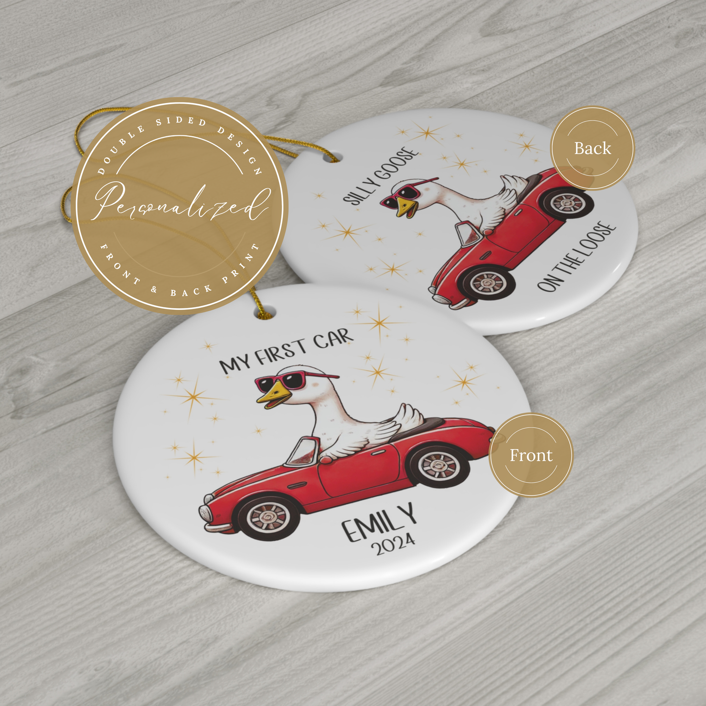 Silly Goose on the Loose Car Christmas Ornament