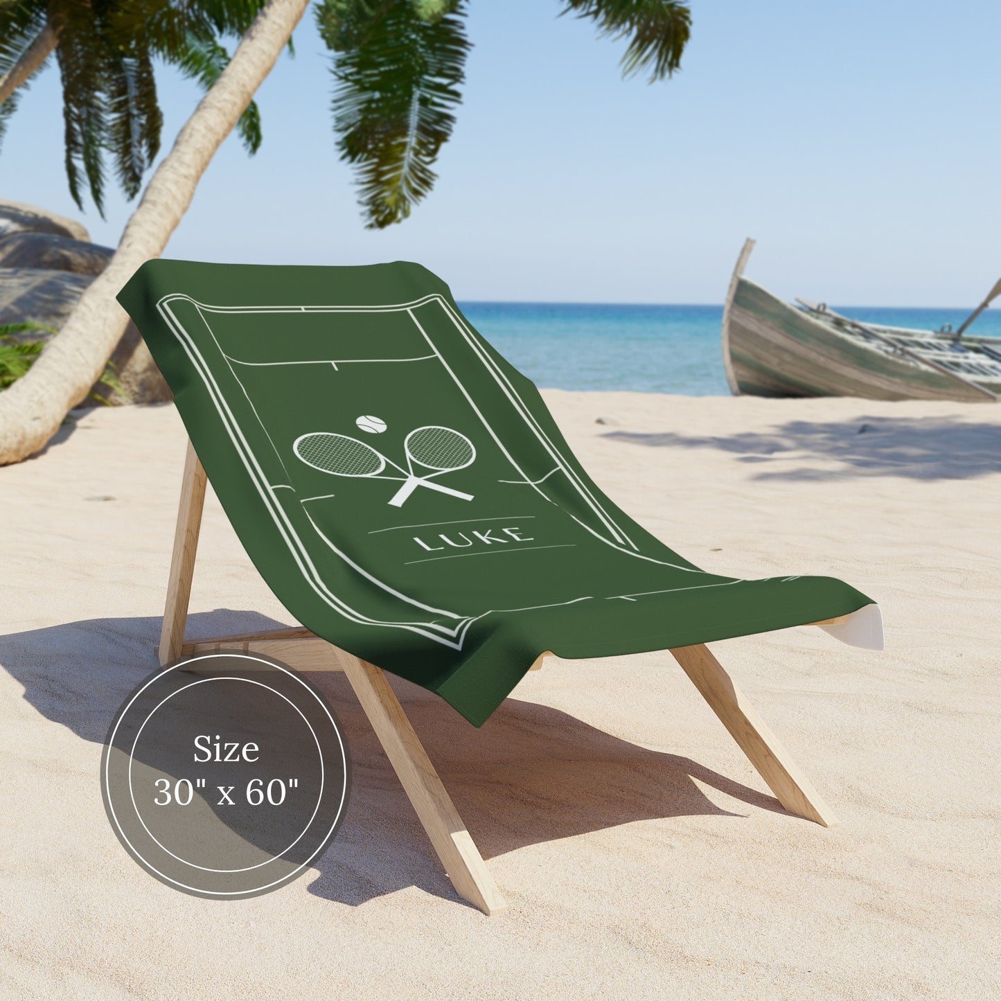 Personalized Tennis Court Beach Towel