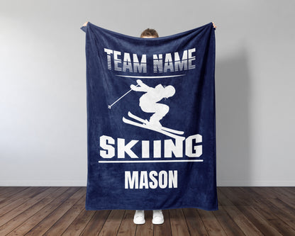 Personalized Ski Team Gift Customizable Blanket Gift For Skier