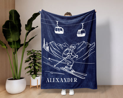 Personalized Ski Blanket Gift For Skier Customizable Ski Team Gift