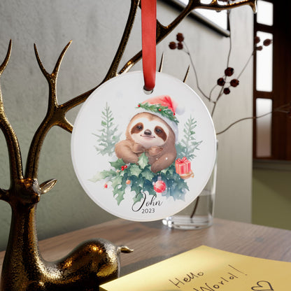 Personalized Sloth Christmas Ornament