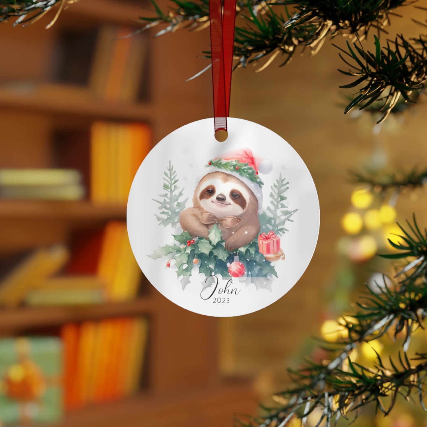 Personalized Sloth Christmas Ornament