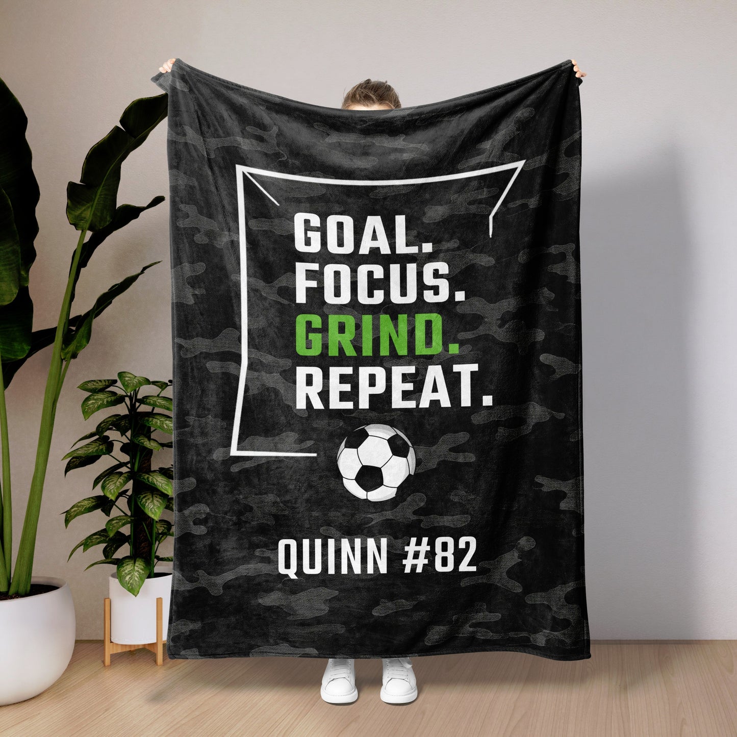 Personalized Camo Soccer Blanket