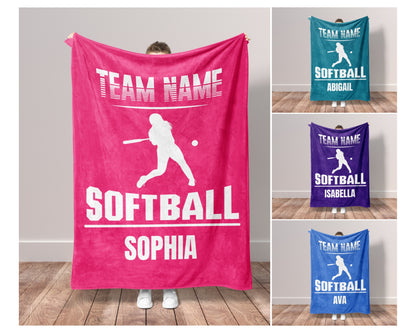 Personalized Softball Blanket Custom Softball Gifts