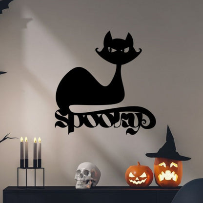 Metal Halloween Cat Wall Art Cat Home Decor