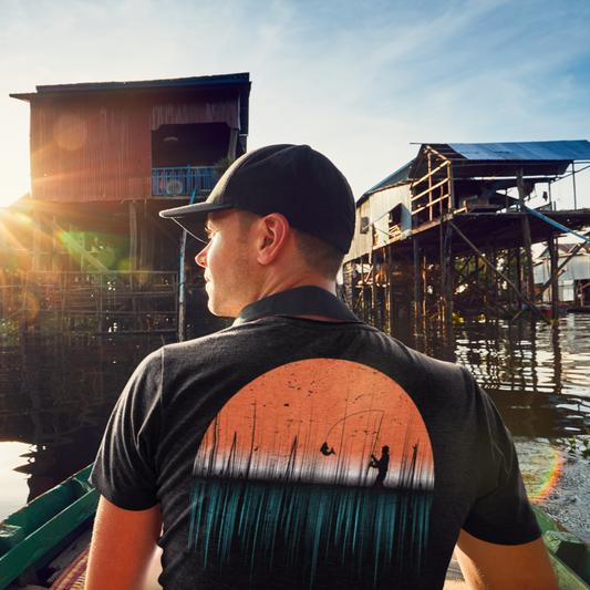 Mens Fishing Shirt, Gift For Fisherman Retro Sunset Shirt Bass Fishing Shirt Lake Shirt Mens Fly Fishing Shirt Grandpa Fishing Shirt