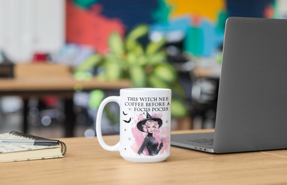 This Witch Needs Coffee Before Any Focus Pocus Funny Retro Coffee Mug