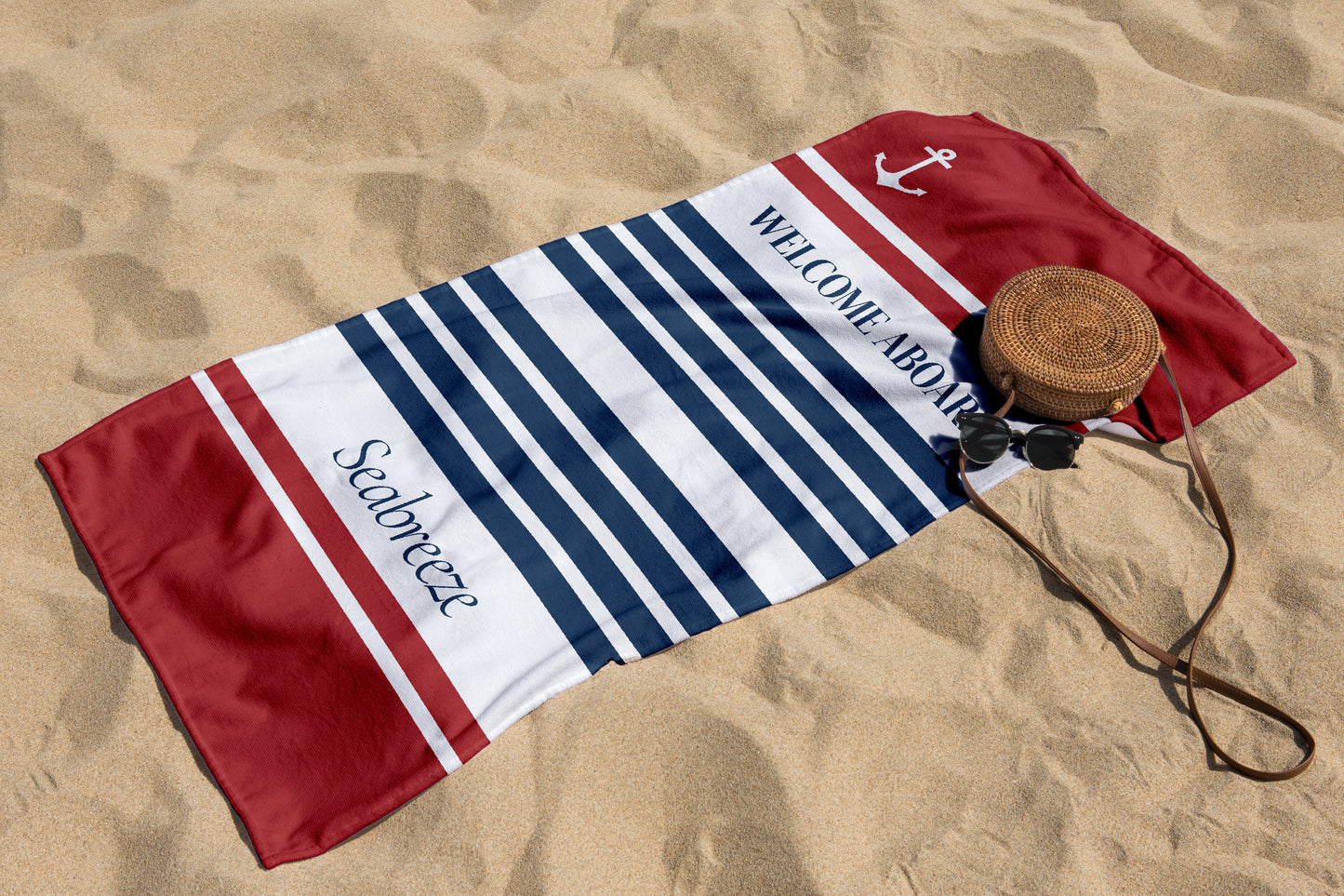 Personalized Nautical Beach Towel