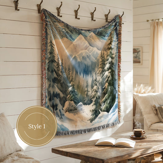 Mountain Tapestry Woven Throw Blanket