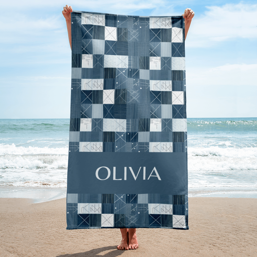 Custom Beach Towel Retro 80s Theme Personalized Vacation Gift