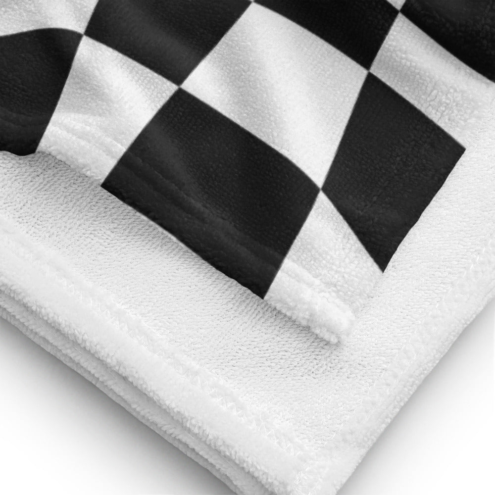 Personalized Checkered Flag Beach Towel Gift For Racer