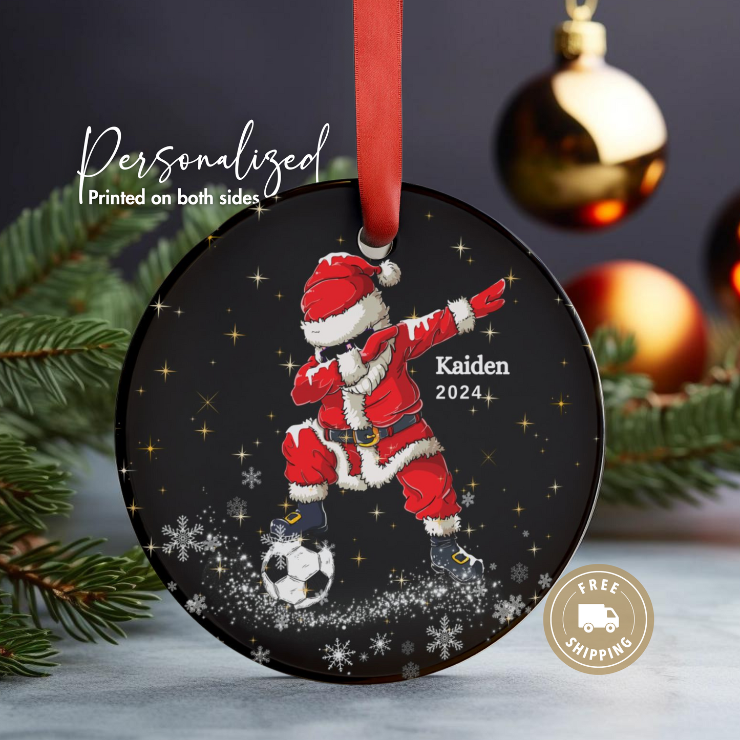 Personalized Soccer Christmas Ornament Customized Soccer Ornament