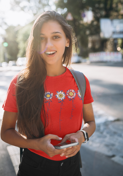 Floral Women’s Patriotic Shirt Sunflower Shirt Fourth of July Shirt Flower Shirt for Independence Day Inspiring Tshirt July 4th Gift for Her