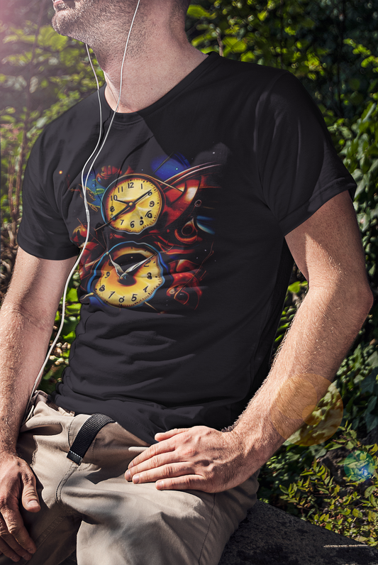 Time Space Graphic T Shirt Gift for Dad One of a Kind Cosmic Self Care Shirt Boyfriend Gift for Him Unique Clock T-Shirt