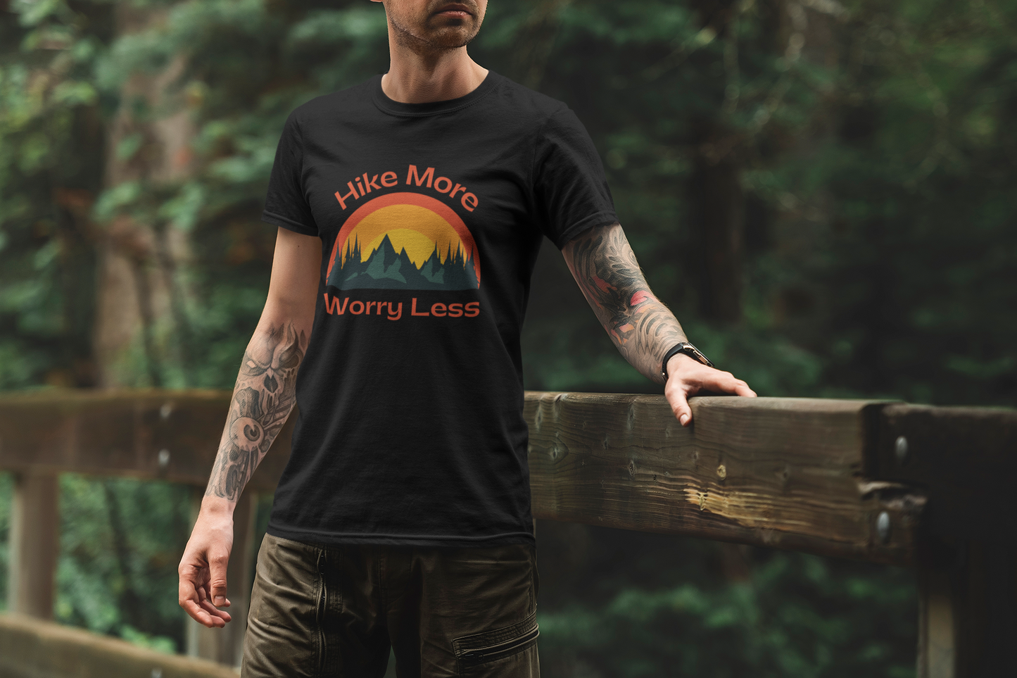 Men's Hiking Jersey Short Sleeve Tee, Hike More Worry Less T-shirt