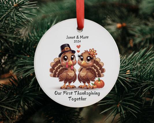 Our First Thanksgiving Together Personalized Couple Ornament