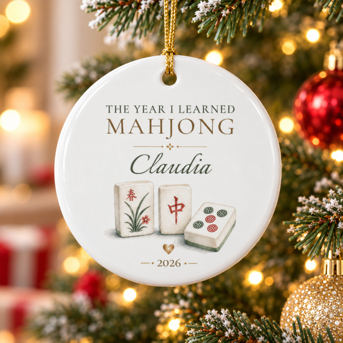 Personalized Mahjong Player Ornament