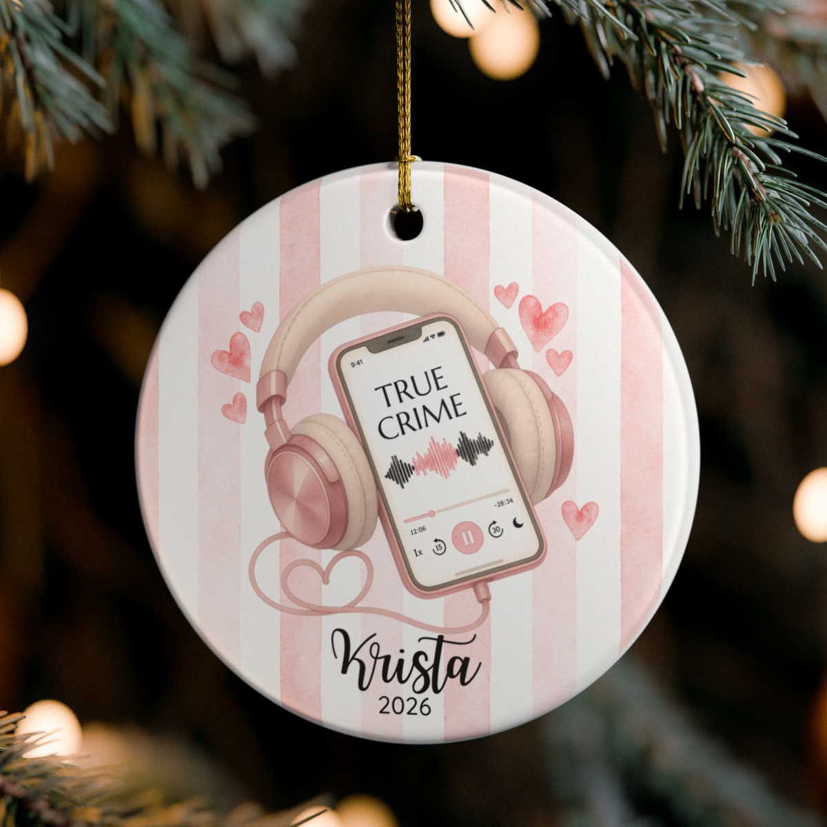 Personalized True Crime Ornament