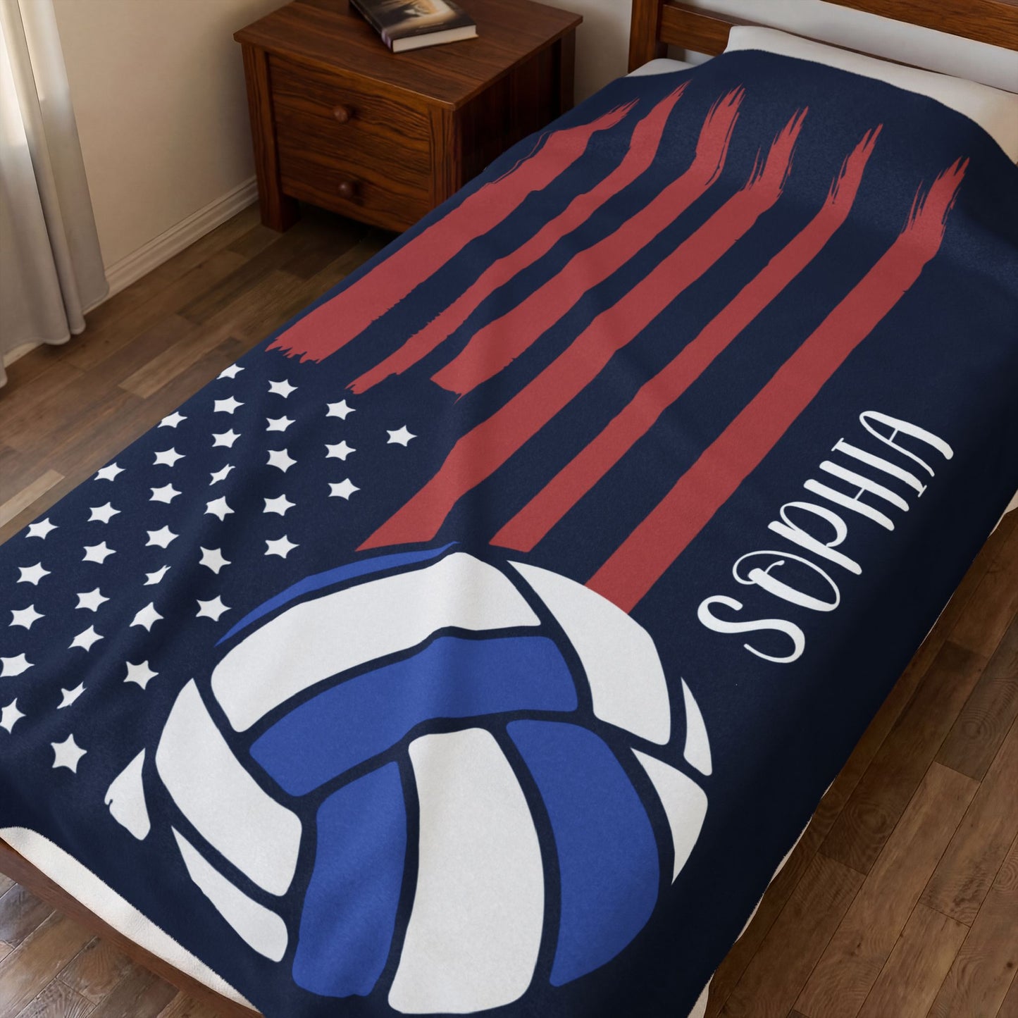 Personalized American Flag Volleyball Blanket