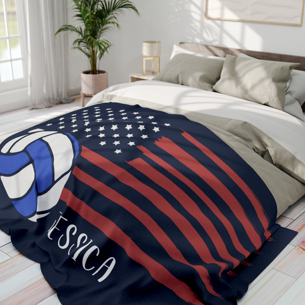 Personalized American Flag Volleyball Blanket