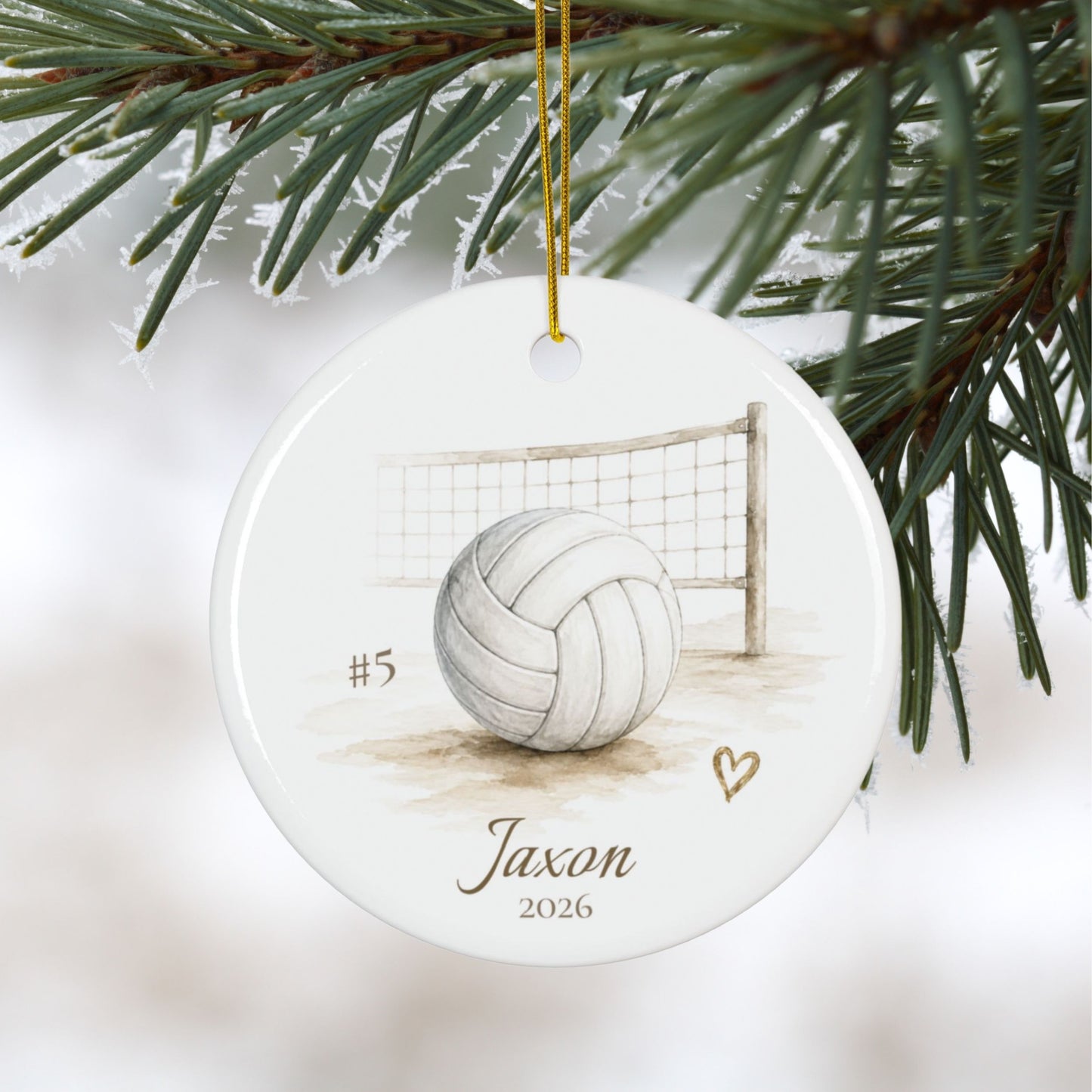 Personalized Ceramic Volleyball Ornament