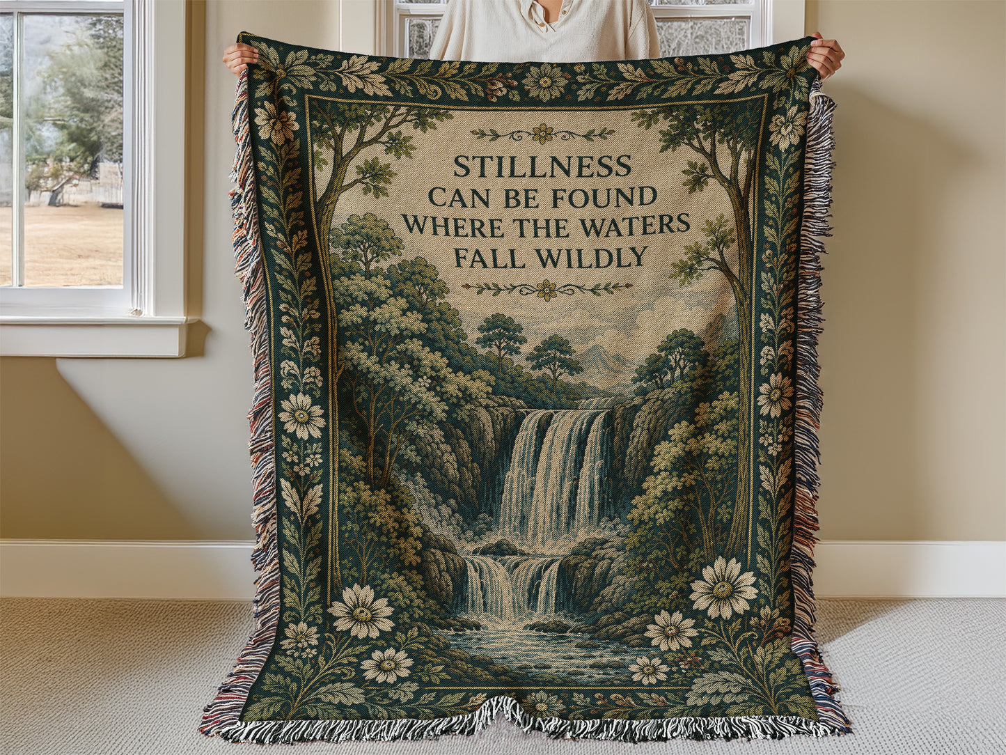 Waterfall Throw Blanket Woven Tapestry