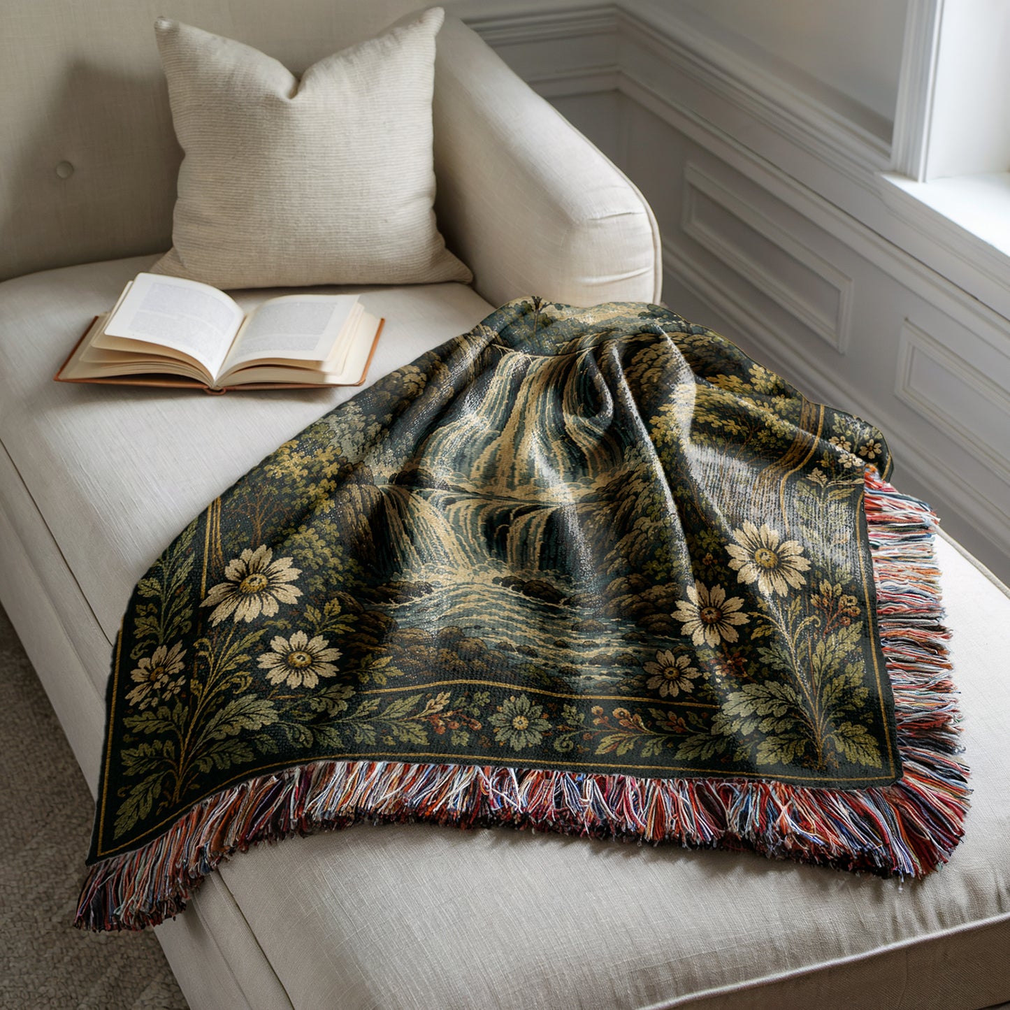 Waterfall Throw Blanket Woven Tapestry