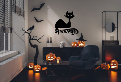 Metal Halloween Cat Wall Art Cat Home Decor