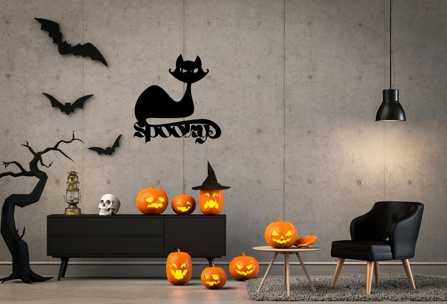 Metal Halloween Cat Wall Art Cat Home Decor