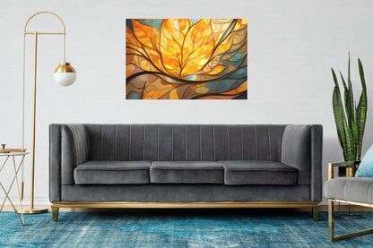 Fall Symphony Abstract Blue and Orange Wall Art Modern Landscape Wall Art Acrylic Art Print