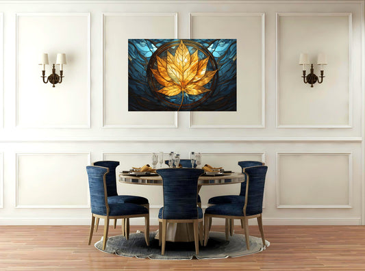 Gilded Serenity in Blue Modern Landscape Wall Art Acrylic Art Print