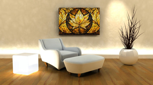 Gilded Leaves Elegance Modern Landscape Wall Art Acrylic Art Print