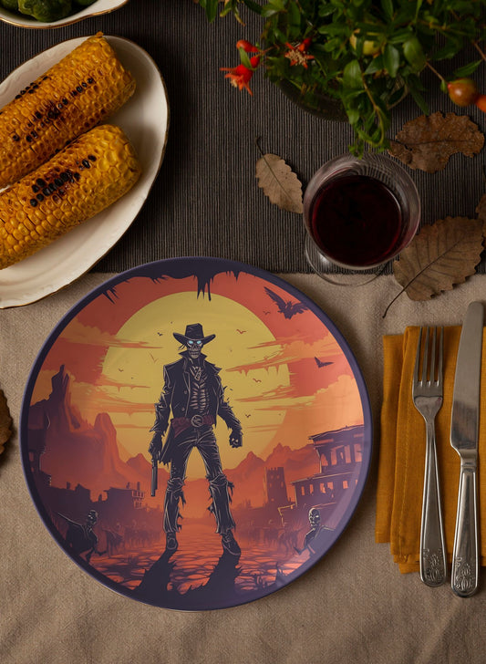 Western Halloween Plates Thermosaf Polymer Plastic Cowboy Halloween Plates