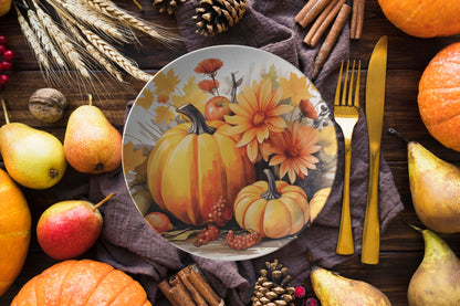 Rustic Fall Pumpkin Plates Thermosaf Polymer Plastic Plate