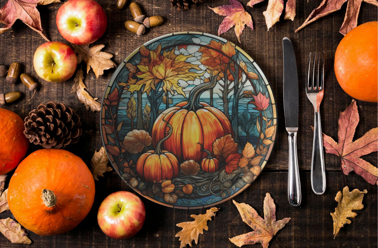 Rustic Fall Pumpkin Thermosaf Polymer Plastic Plates