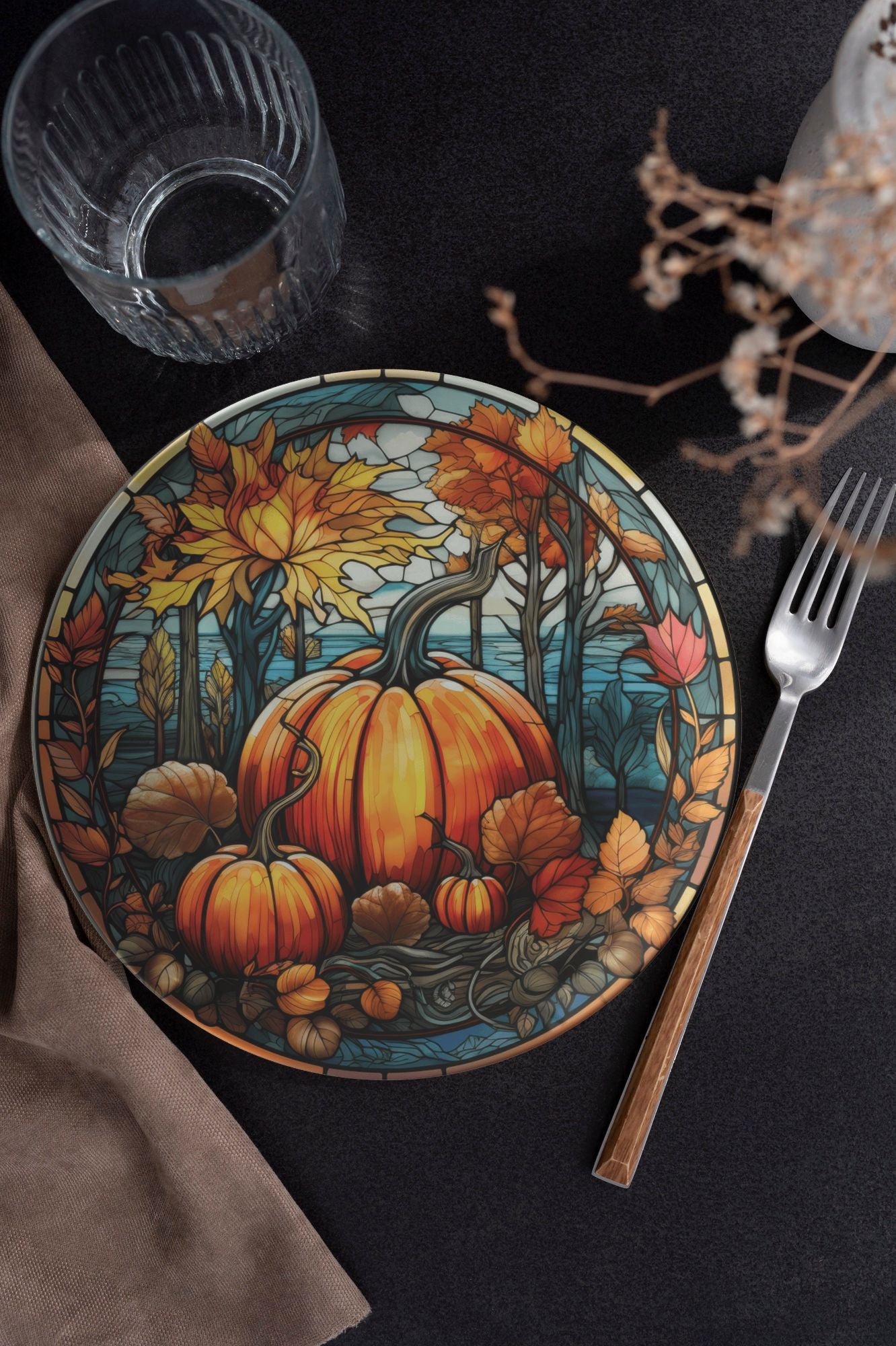 Rustic Fall Pumpkin Thermosaf Polymer Plastic Plates