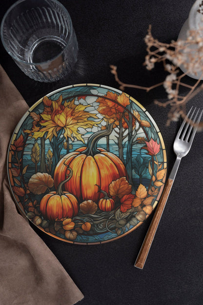 Rustic Fall Pumpkin Thermosaf Polymer Plastic Plates