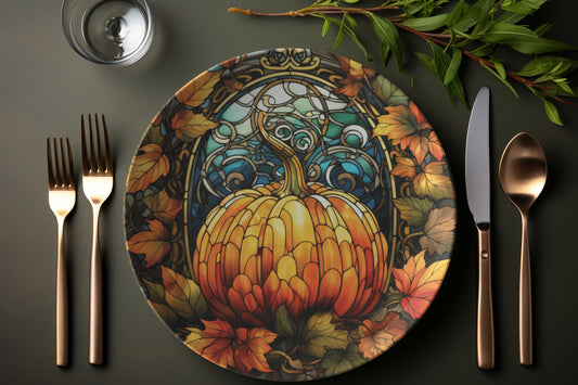 Thermosaf Polymer Plastic Pumpkin Plates Autumn Decor