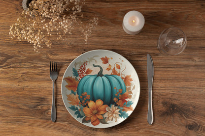 Thermosaf Polymer Plastic Rustic Blue Pumpkin Plates